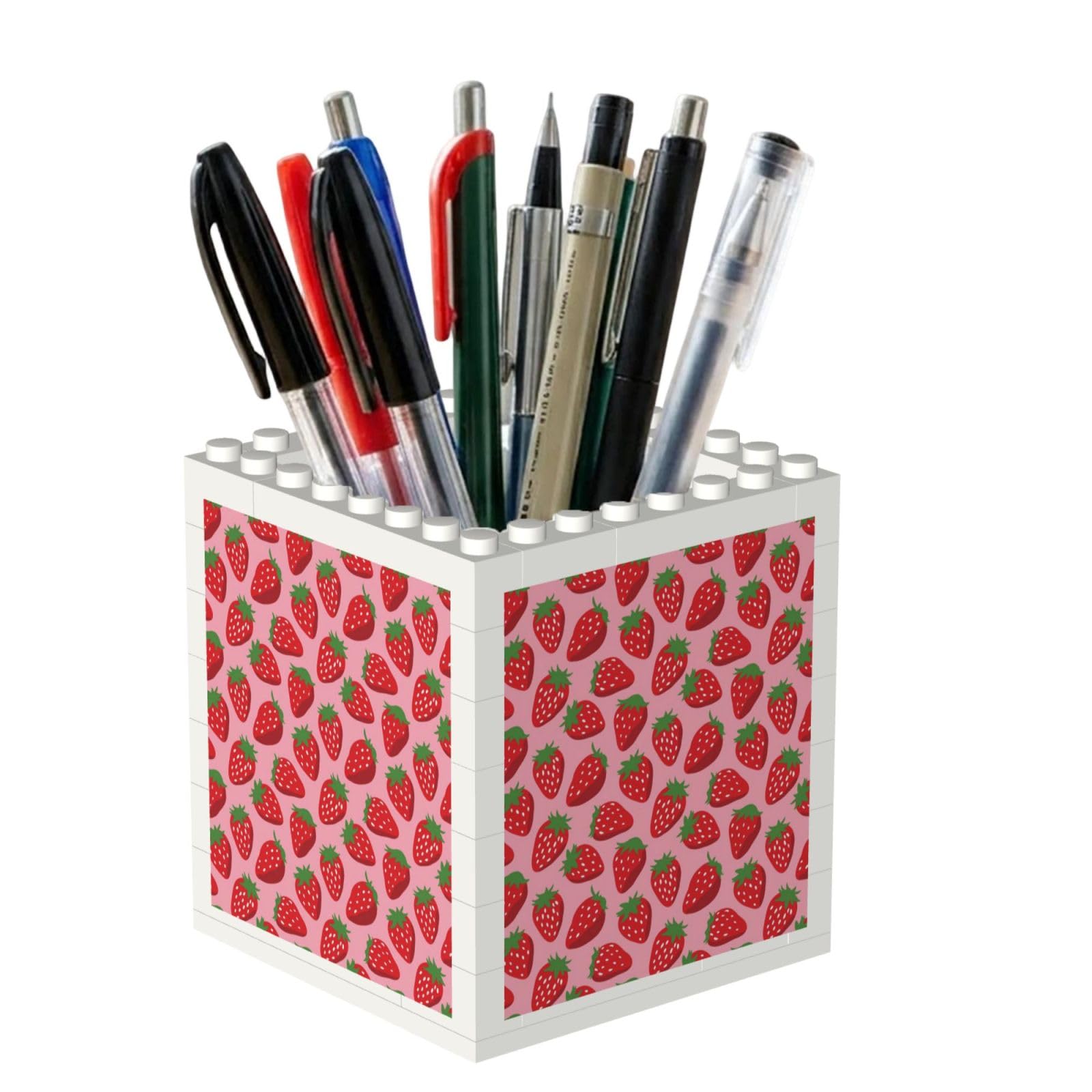 Poadnly Strawberry, Pen Pot Pencil Holder for Office Home School, Compact Desk Organiser for Office Stationery