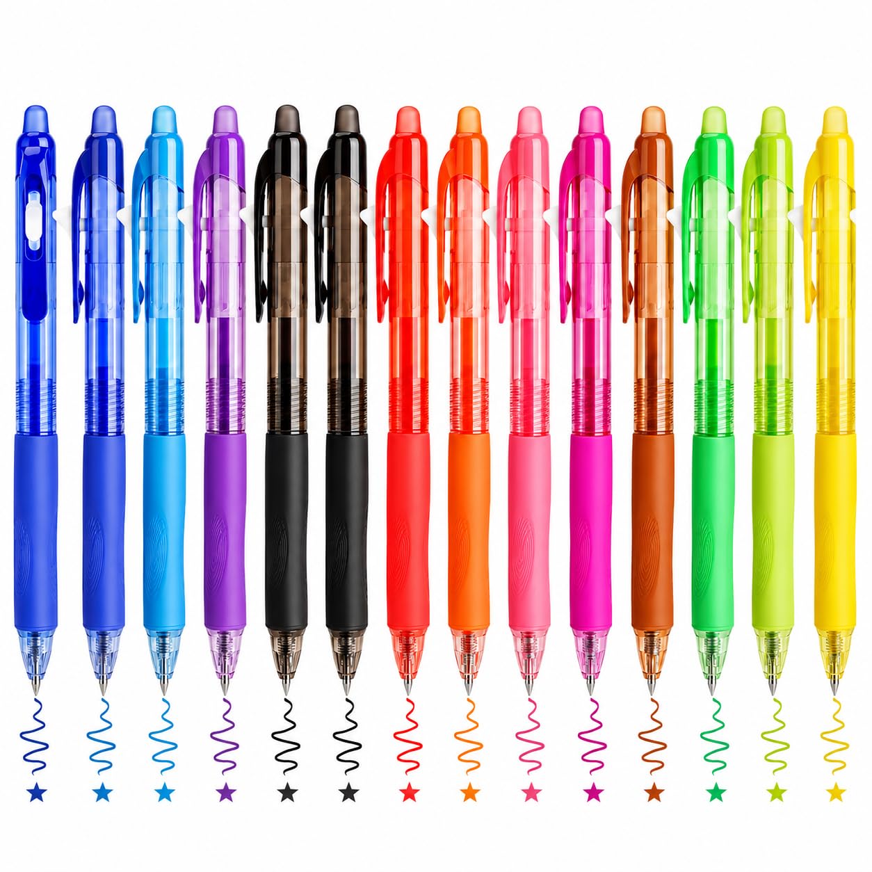 Paquete de 14 bolígrafos borrables, tinta de gel de colores surtidos, secado rápido, retráctiles, agarre cómodo, bolígrafos de escritura para escuela, oficina, exámenes, juego de regalo para