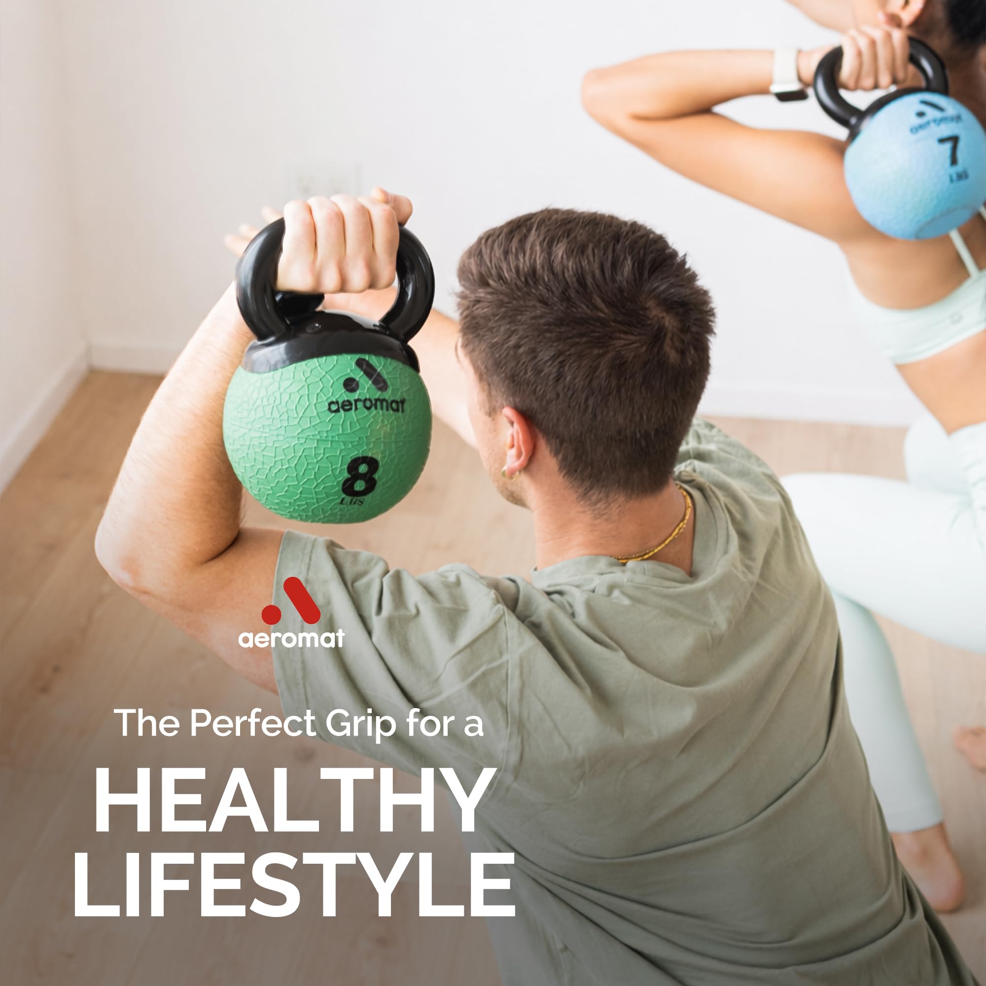 Aeromat Elite Mini Kettlebells – Weighted Exercise Medicine Ball with Anti-Slip Grip & Wide Handle, Strength Training Kettlebell for Squats, Workouts, & Home Gym Use