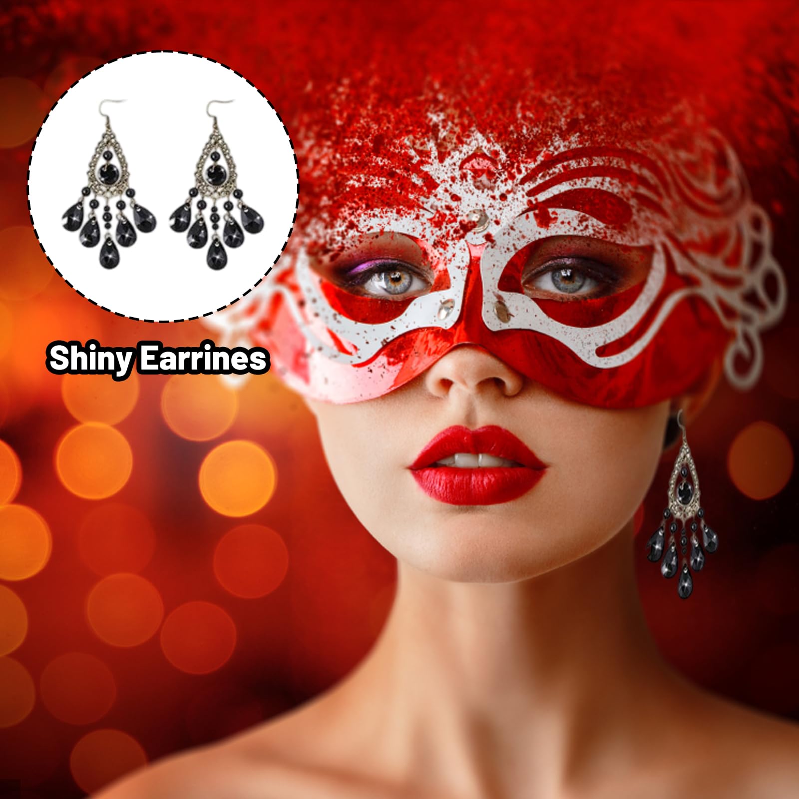 Bodeshis 1920s Accessories for Women 6-Piece Gatsby Flapper Set including Headband, Gloves, Necklace, Earrings, Bracelet - Image 4