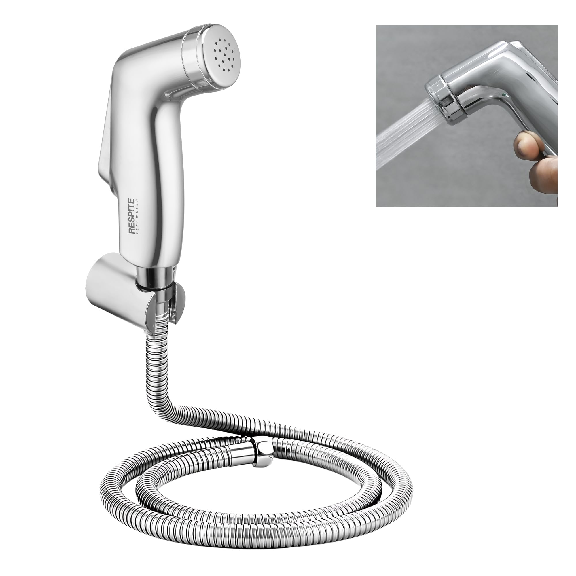 RESPITE Health Faucet for Bathroom | Jet Spray for Toilet | Leak Proof Toilet Sprayer | Portable Hand Faucets - Premium Chrome Finish with 1 m Pipe and Hook - Hike (B0C5CVHH3M) Amazon Price History, Amazon Price Tracker