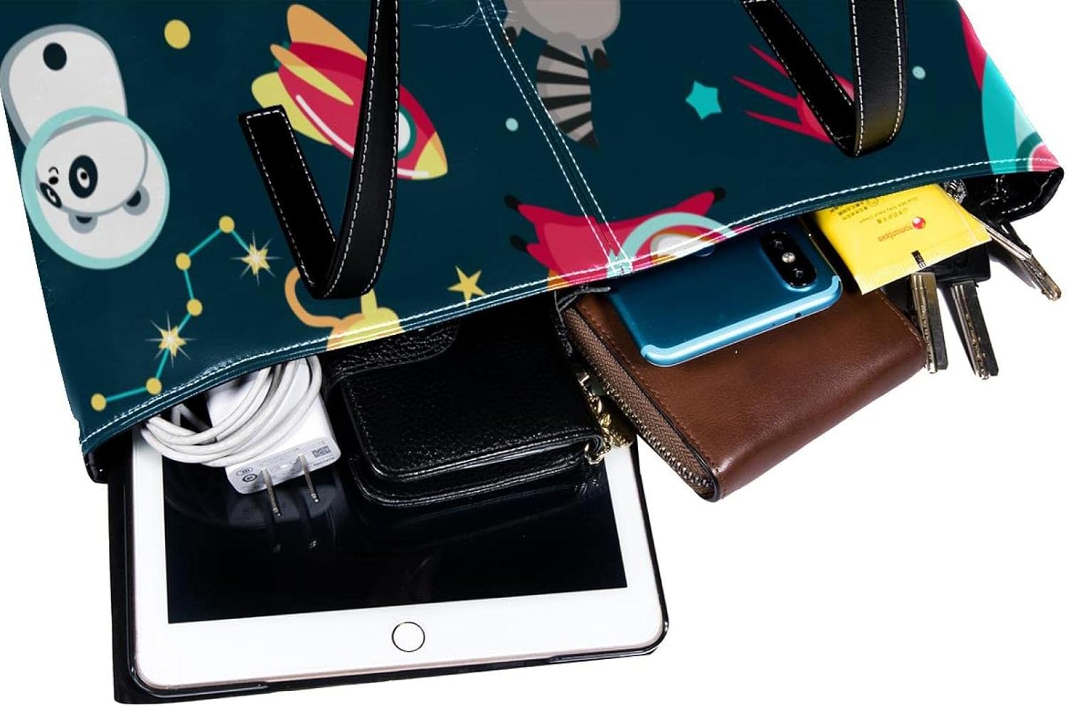 Miniatura 4 de Womens Leather Tote Bag, Seamless Alpaca Cactus Large Heavy Duty Shoulder Bag Travel Work School Handbag