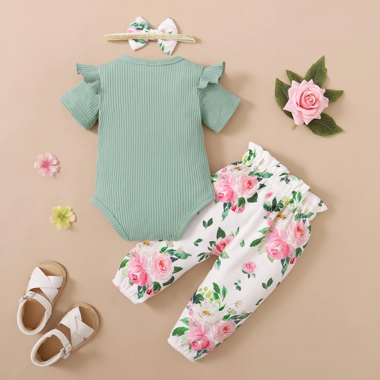 Baby Girl Clothes Newborn 3Pcs Infant Fall Winter Floral Outfits image 3