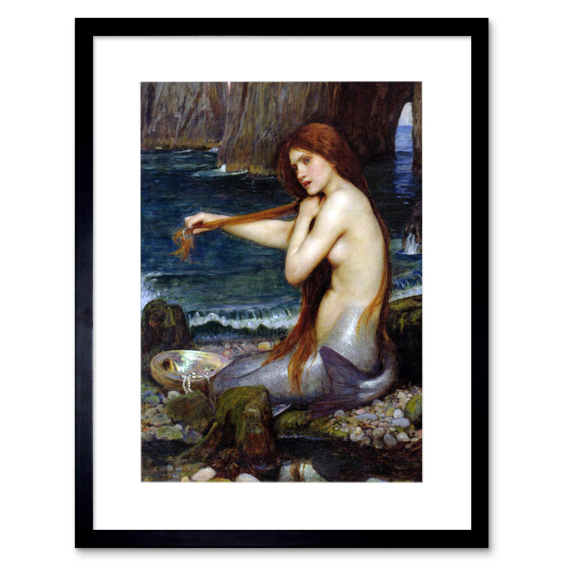 Wee Blue Coo John William Waterhouse Mermaid Old Master Framed Wall Art Print