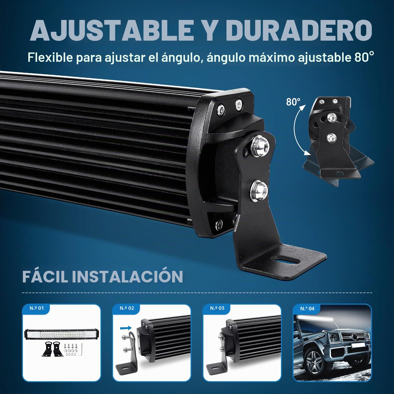 AUXTINGS 82cm 405W Barra LED Curvada Offroad Barra de luz LED con cableado DT 12V 24V Combo Beam Spot y Flood LED Luces de Trabajo para Tractor Coche Camión Barco 4x4 ATV,Impermeable