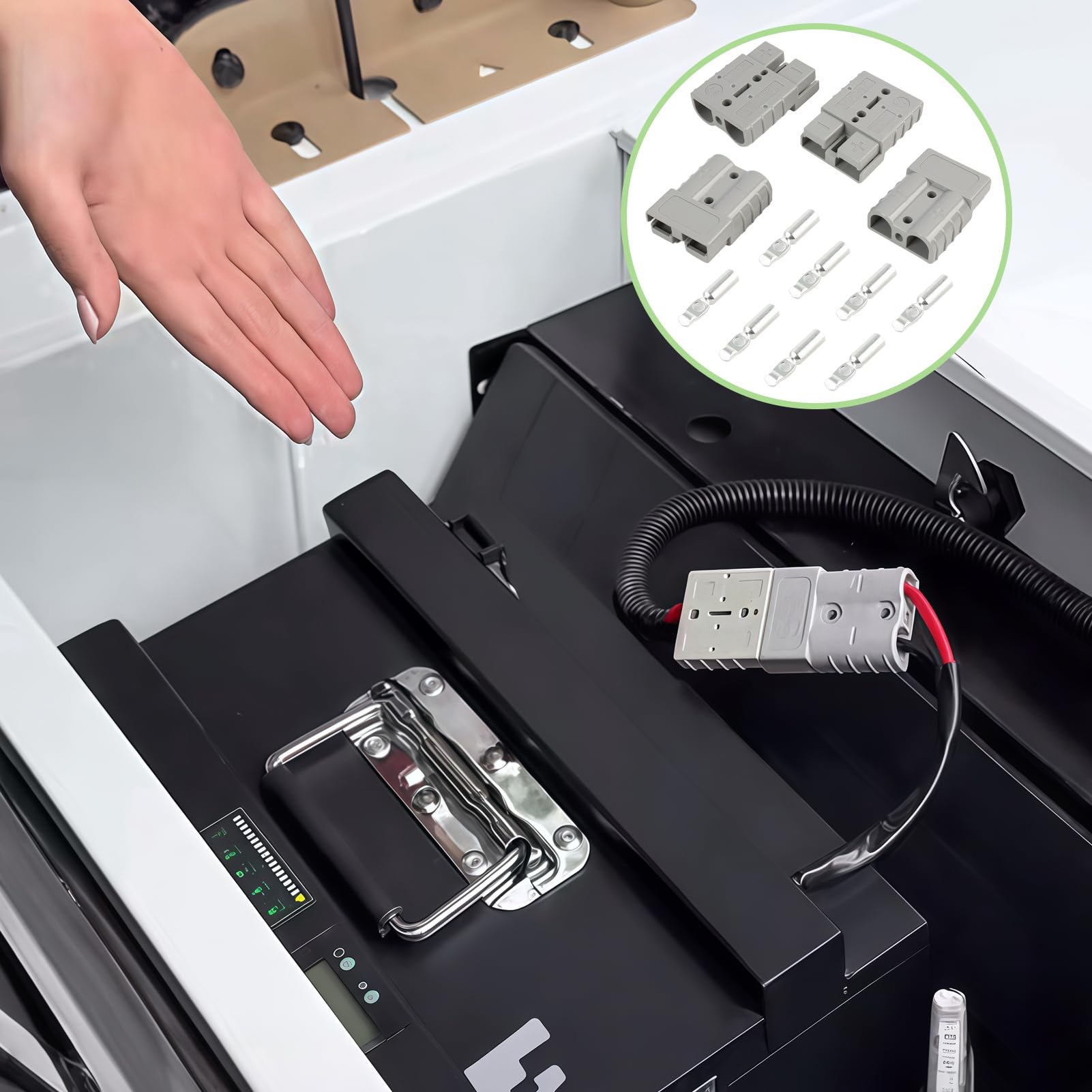 4 Stück Batterieanschlüsse 50A Stecker - 600V Schnellanschluss Stecker, Batterie Stecker, Graue Batteriestecker 12 v, Quick Connect Batterie, Batterieanschluss, für Auto, Motorrad, Boot, Solaranlagen