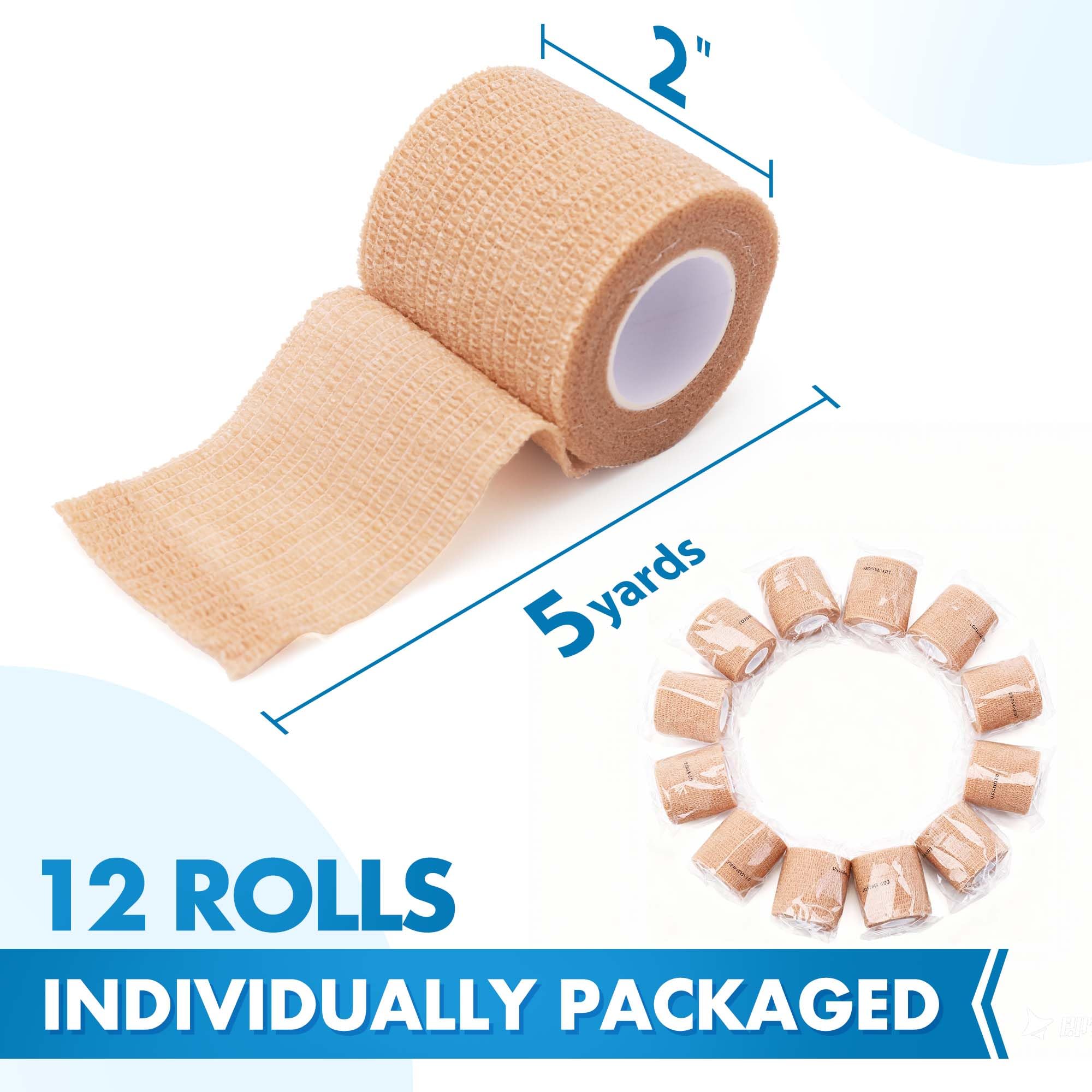 8 Pack 2 Inches Self Adhesive Bandage Wrap Breathable Cohesive Vet Wrap, Elastic Self Stick Tape For Sports Wrist Ankle Black