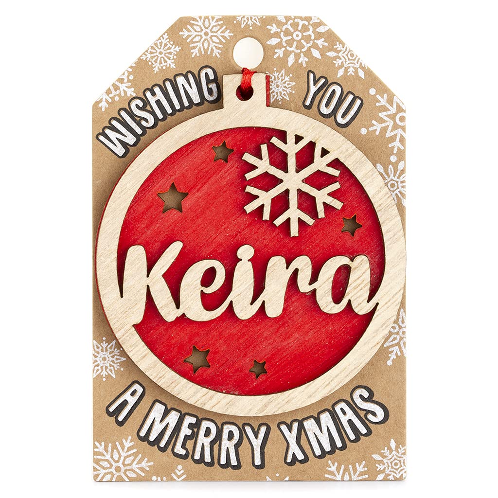 Stands Out, Supplying Outstanding Gifts Keira Personalised Wooden Name Red Hanging Christmas Tree Bauble Decoration