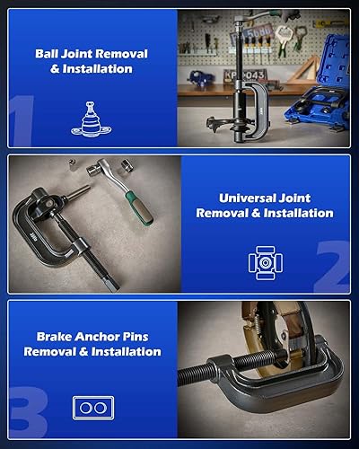 Miniatura 4 de Orion Motor Tech Kit de prensa de rótula resistente y herramienta de extracción de junta en U con adaptadores para 4 ruedas motrices