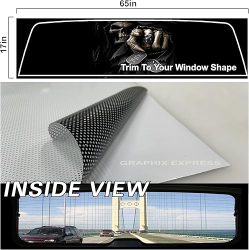 Miniatura 5 de GRAPHIX EXPRESS Calcomanías universales para ventana trasera de camión (P460 Grim Reaper), envoltura de vinilo trasera transparente, calcomanías