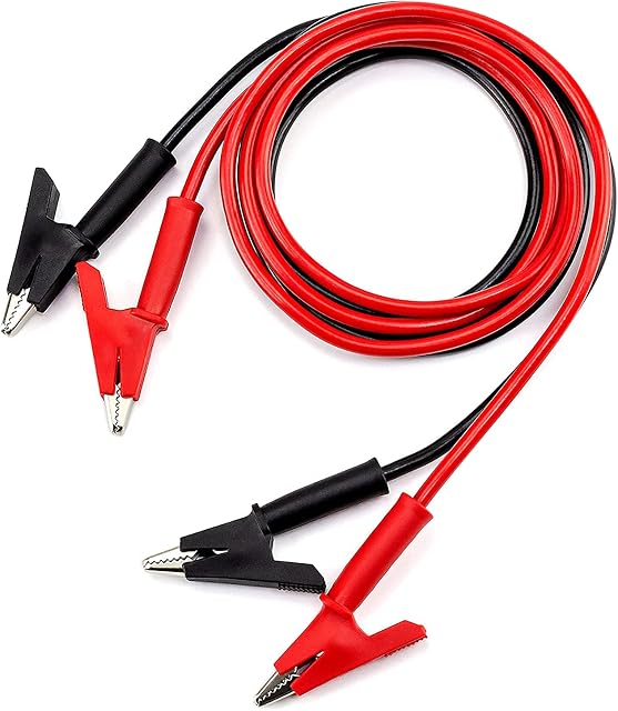 Dual Alligator Clips Electrical Test Leads,Insulation Car Battery Test Lead, for Multimeter Leads, 1000 V/MAX 20A ,Jumper Wires Alligator Clips Length 3.3 ft/1m 2 Pcs (Black & Red