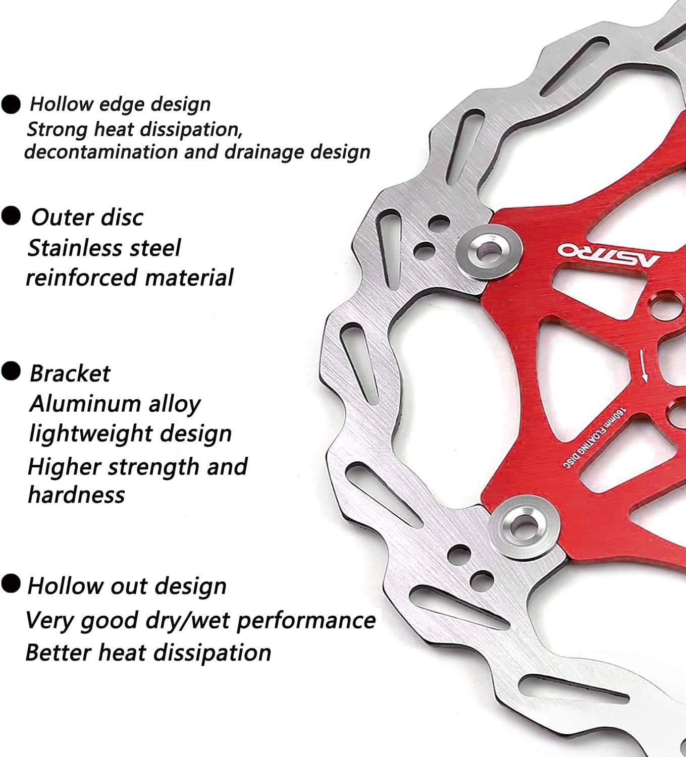 160mm 180mm Bicycle Disc Brake Rotor Bike Disc Brake Sets with 6 Bolts Fit for Road Bike,Mountain Bike,MTB,BMX（Aluminum Alloy and Stainless Steel）