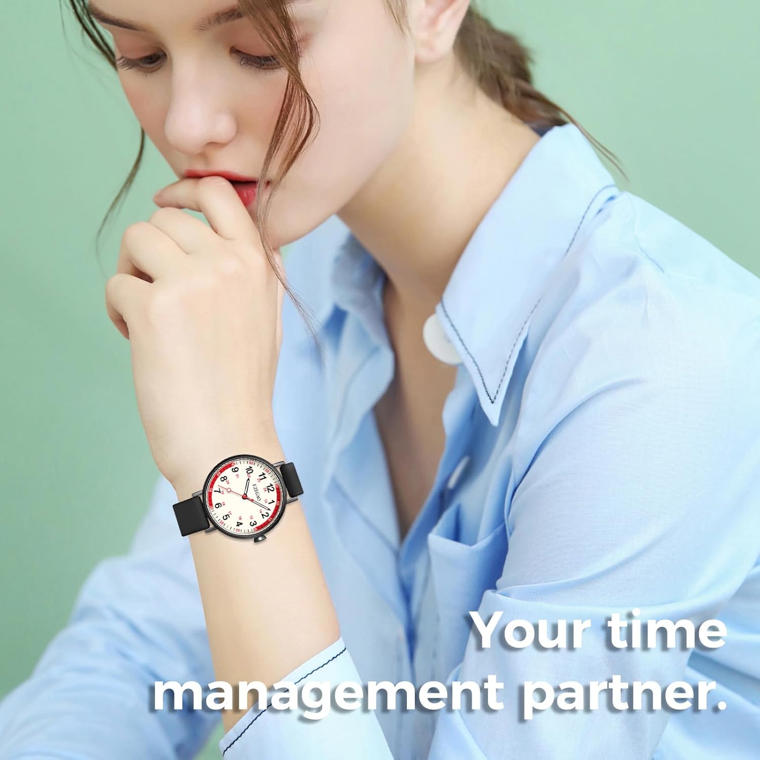 Nurse Watch for Medical Doctor Professionals Student Easy Read Dial with Luminous 24 Hours Red Second Soft Thin Silicone Band 50M Waterproof - Image 3