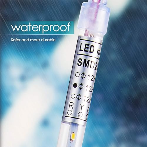 Miniatura 10 de Super Bright SMD2835 luces de lluvia LED de lluvia de meteoros, luces de caída de nieve, 11.8 pulgadas, 8 tubos de 192 ledes, luz en cascada