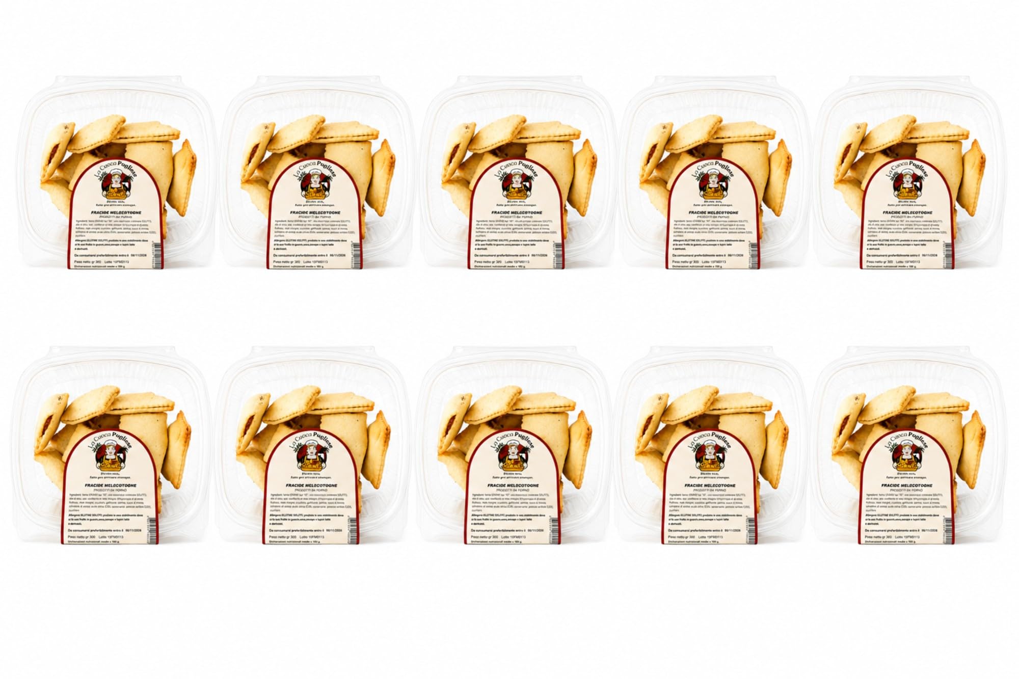 La Cuoca Pugliese - Fracide alle Melecotogne, dolci artigianali pugliesi ripieni di confettura di mele cotogne, biscotti fragranti da forno, 10 confezioni da 300 g, specialità dolciaria pugliese