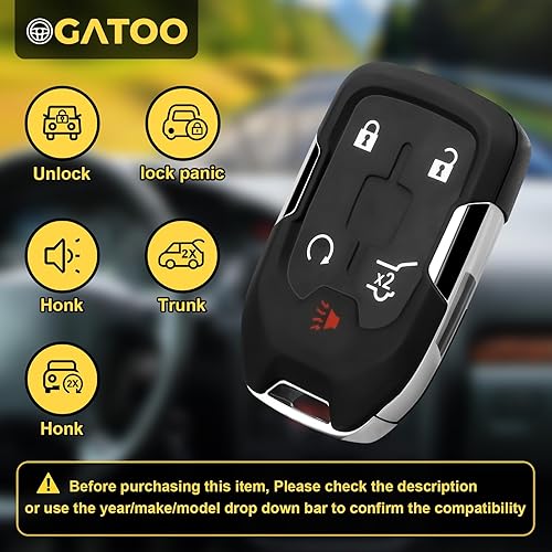 Miniatura 2 de OGATOO Reemplazo de llavero inteligente de proximidad remota sin llave para 2017 2018 2019 2010 GMC Acadia Terrain 5 botones HYQ1EA 13508275