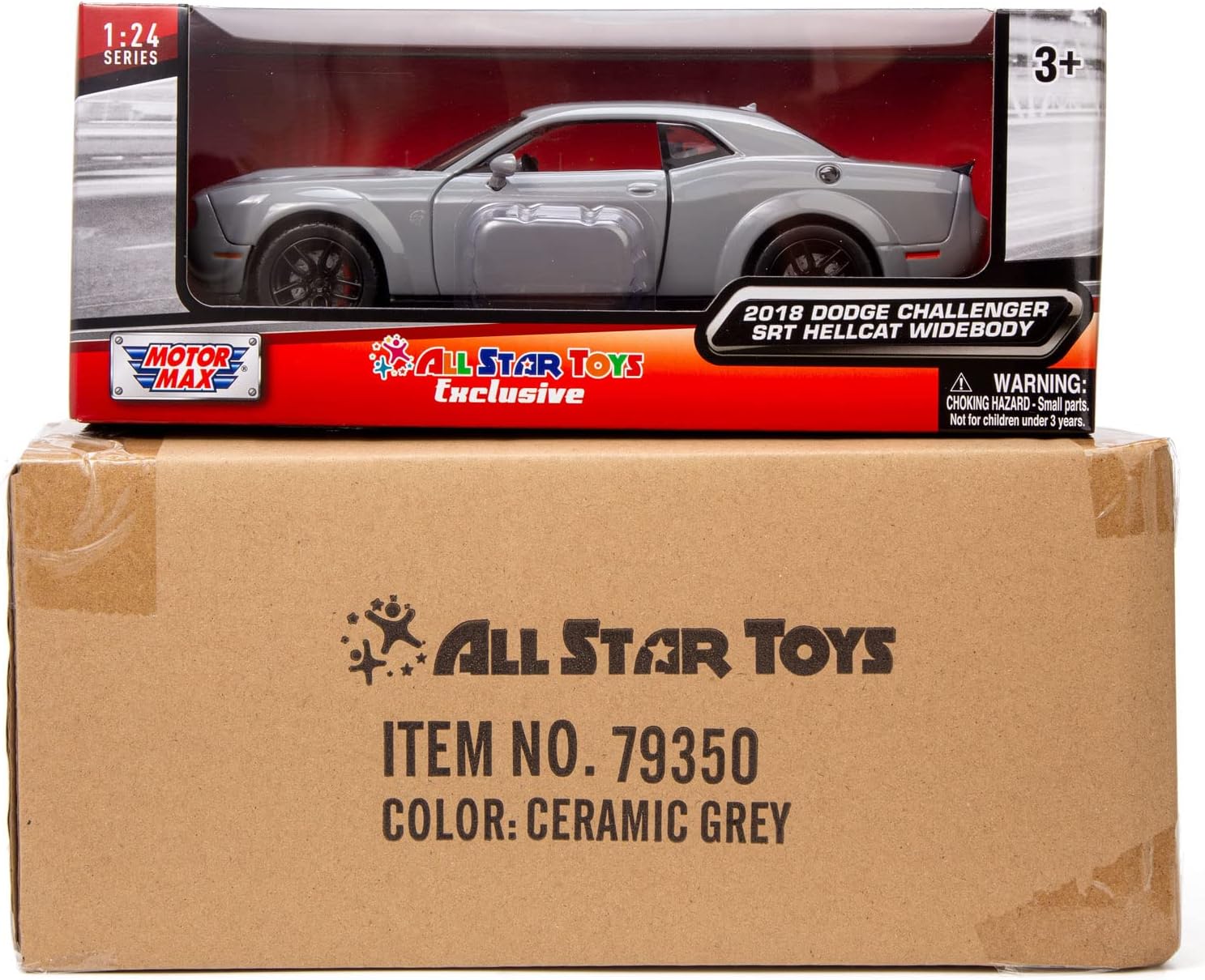 Motormax All Star Toys Exclusive 2018 Dodge Challenger SRT Hellcat Widebody Destroyer Gray 1/24 Diecast Model Car 79350 Grey