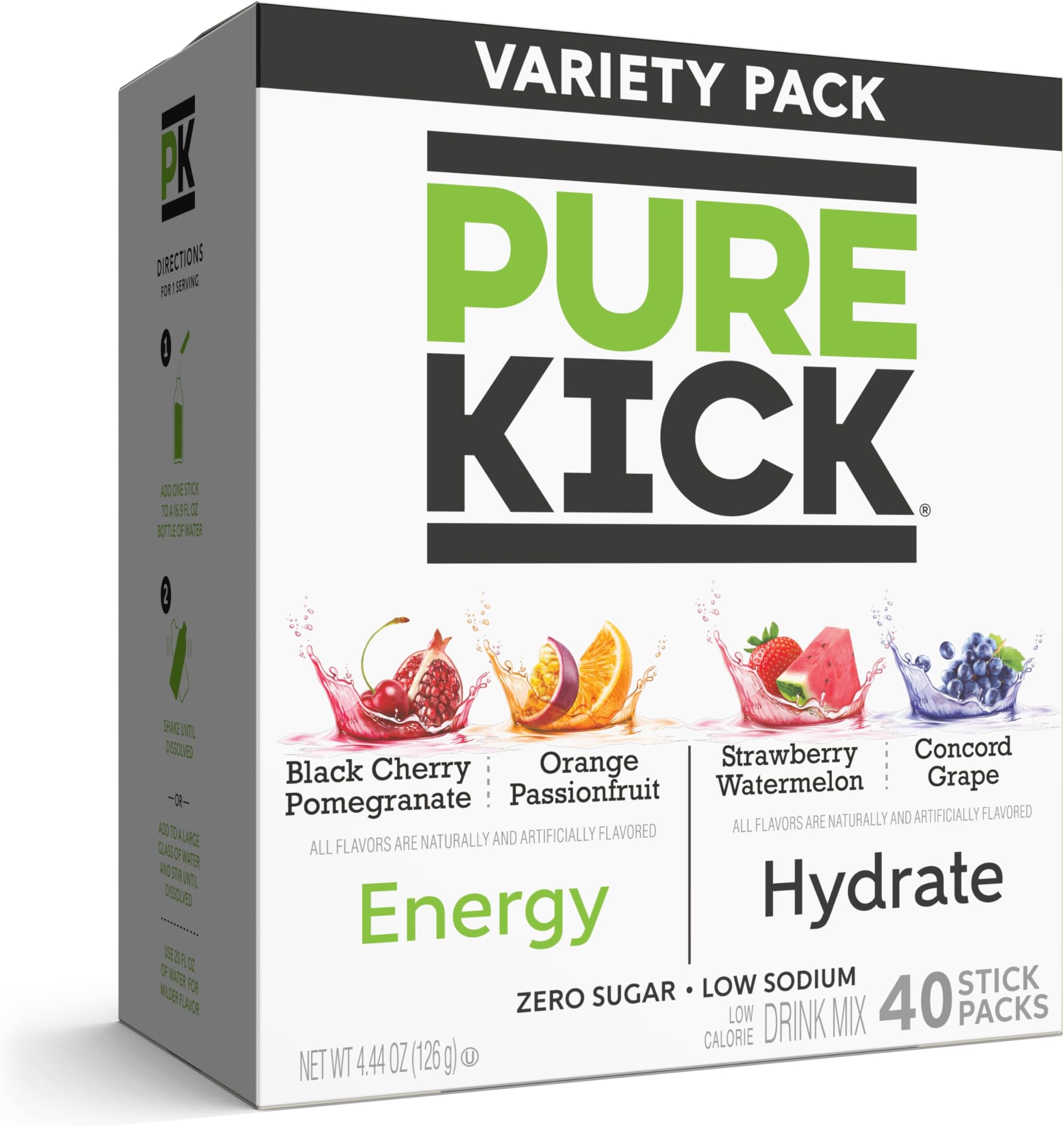 PURE KICK Energy and Hydrate Singles To Go Drink Mix