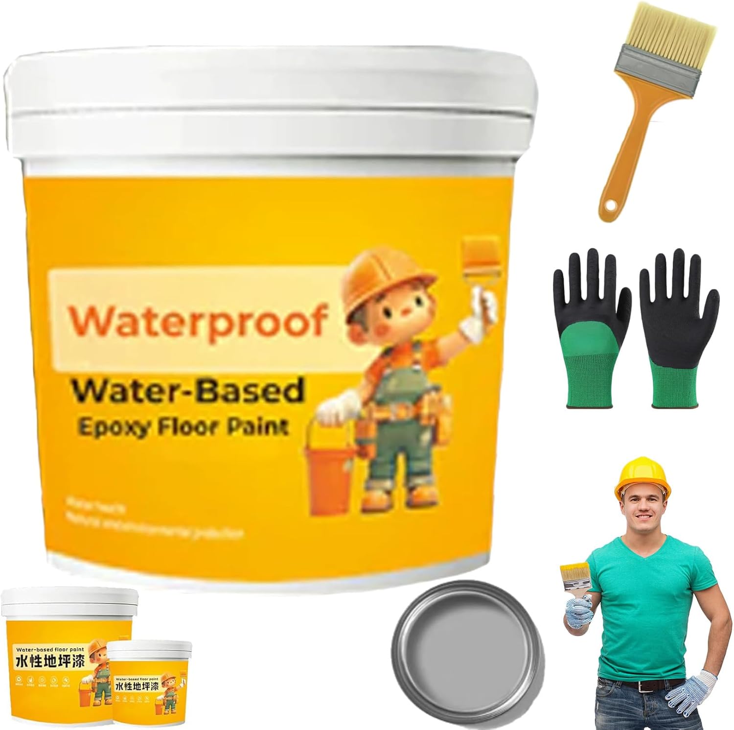 Waterproof Water-Based Epoxy Floor Paint, Quick-Dry Anti-Slip Water-Based Floor Paint, Water ...