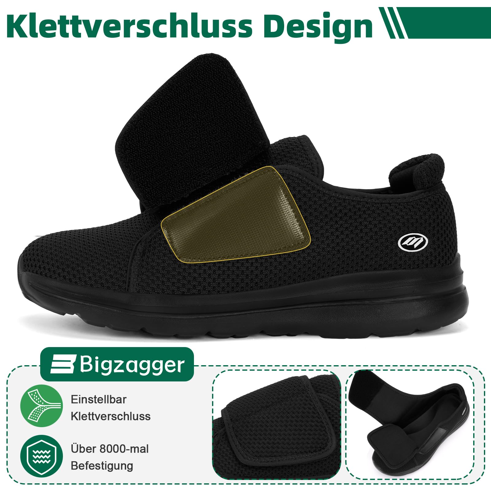 Scarpe per diabetici, da uomo, da donna, extra large, con chiusura in , ultraleggere, ortopediche, con suola in memory foam, traspiranti, per piedi gonfi