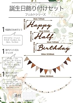 Amazon.co.jp: Uchi ハーフバースデー 誕生日 飾り 可愛い 1/2歳