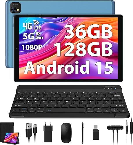 PIXGOOD Tablet 10 Pulgadas 4G LTE y 5G WiFi, Android 15.0 Octa-Core, 36GB RAM, 128GB ROM (1TB Ampliable), INCELL 1980 * 1200, 13MP+8MP, Tablet con Teclado etc, GPS/Bluetooth(Azul)