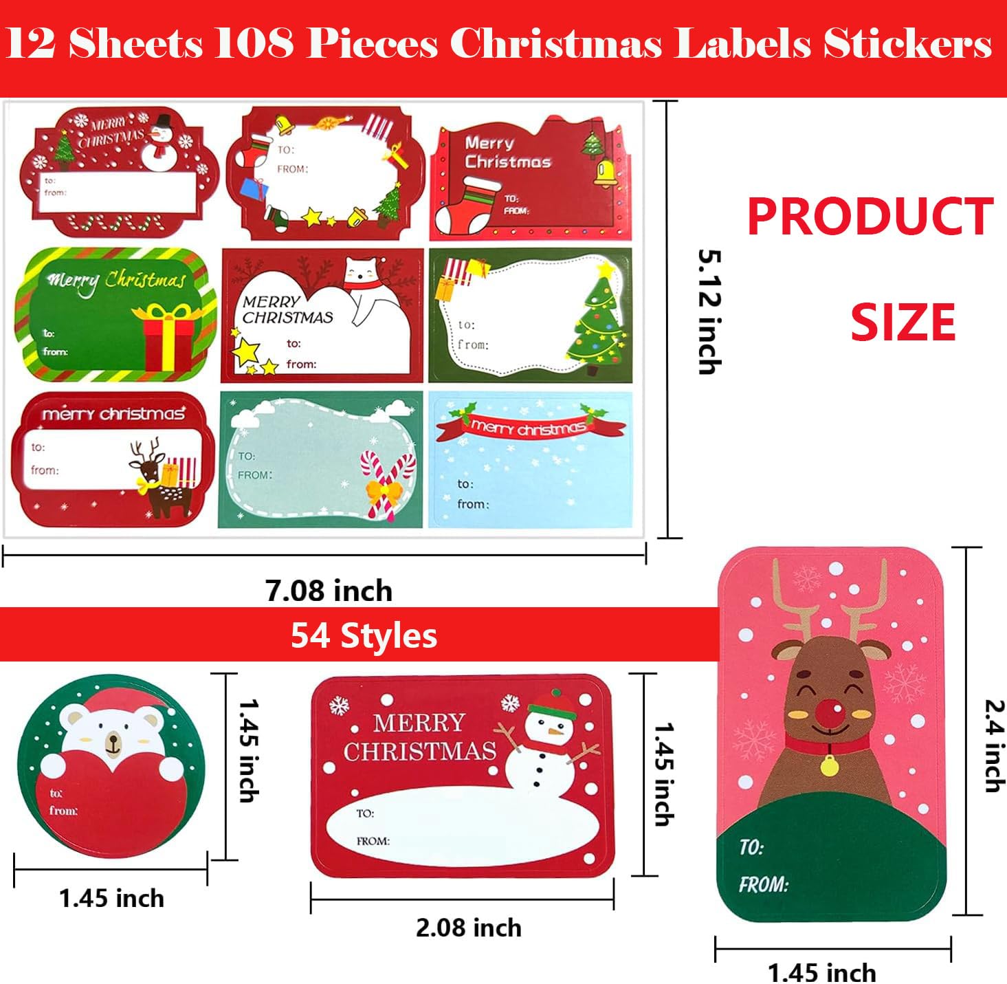 FINDIR 1000 Pezzi Etichette Natalizie Adesivo 2 Rotoli Adesivi Natale - Foto 4