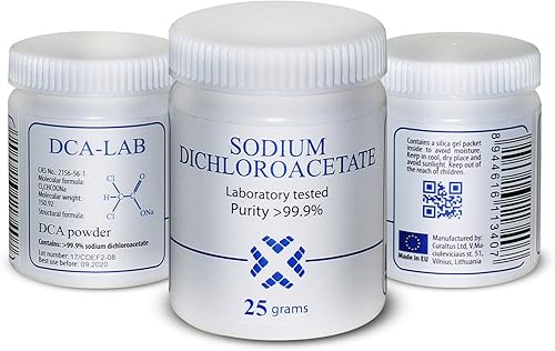 Miniatura 4 de DCA - Dicloroacetato de sodio 0.88 oz en polvo, pureza 99.9%, fabricado en Europa, por DCA-LAB, certificado de análisis incluido, probado en un