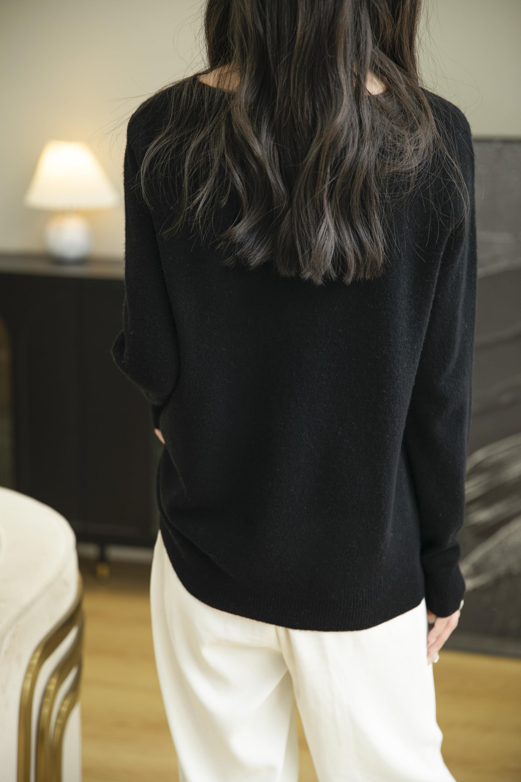 Chanyarn Maglione da Donna 100% Lana Merino con Scollo a V 2025 Casual a Maniche Lunghe Senza Cuciture Maglia Maglione