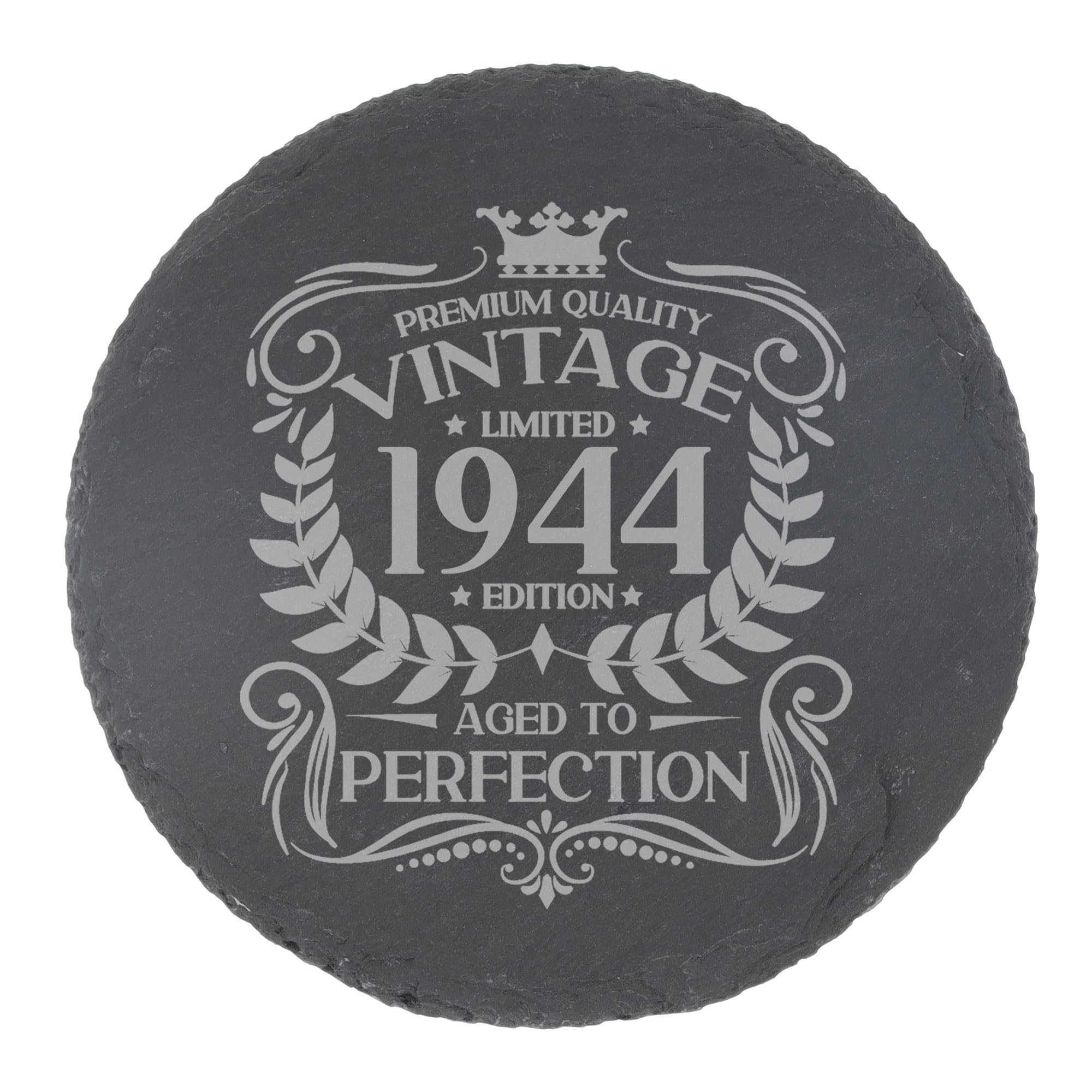 80th Birthday Gift for Men Vintage 1946 Aged to Perfection Engraved Slate Coaster Present for 80 Year Old Etched Natural Slate Placemat (Round Slate) — view 230
