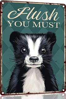 Funny Skunk Flush You Must Metal Sign 8x12 Inch Home Kitchen Barth Garden Tin Poster