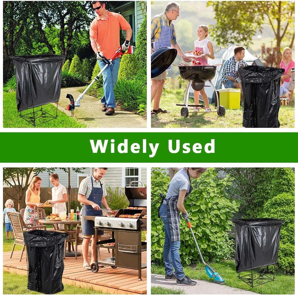 2 Pack Trash Bag Holder, Metal Garbage Bag Holder, Portable Hummingbird Pattern Base Leaf Bag Holder, Multi-use Trash Bag Holder Stand for Camping, Party, Garden