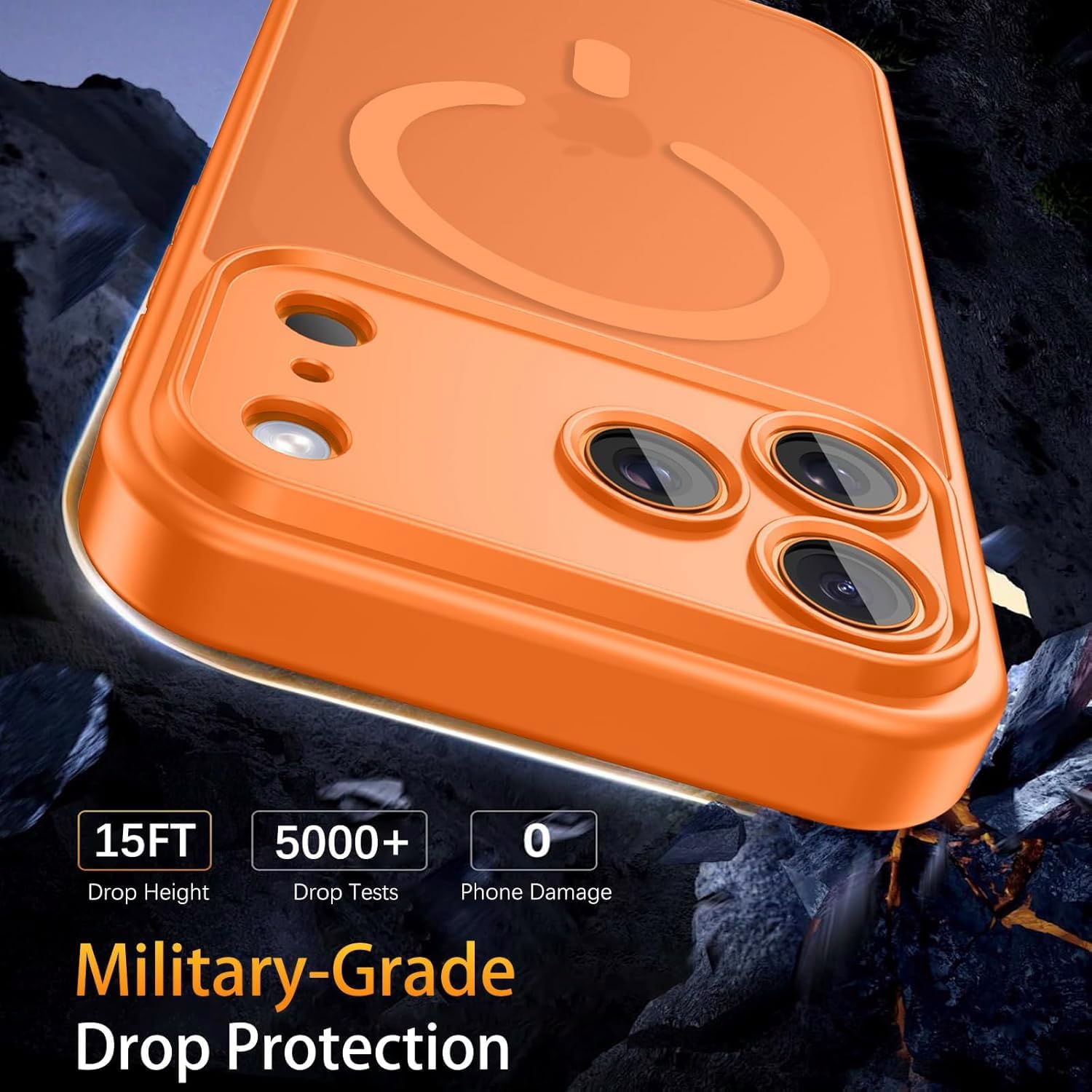 Privacy Case for iPhone 17 Pro Max,Magnetic iPhone 17 ProMax Phone Case with Privacy Screen Protector & Camera Protector [Compatible with MagSafe],Translucent Matte Shockproof Cover-Orange - Image 5