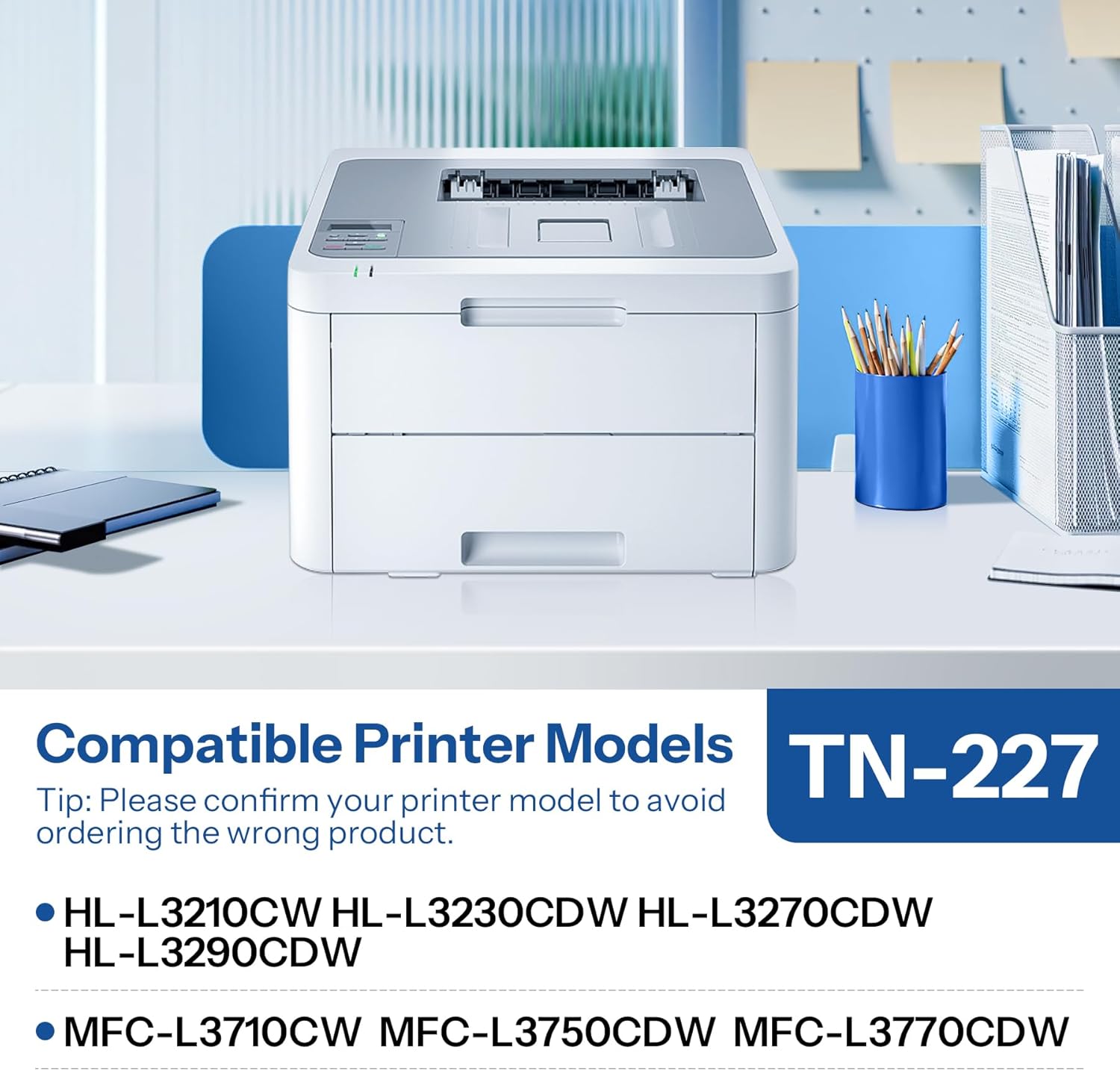 TN227 TN-227BK/C/M/Y High Yield Toner Cartridge Replacement for Brother TN227 TN-227 HL-L3270CDW MFC-L3770CDW HL-L3290CDW MFC-L3750CDW HL-L3210CW Printer 4 Pack