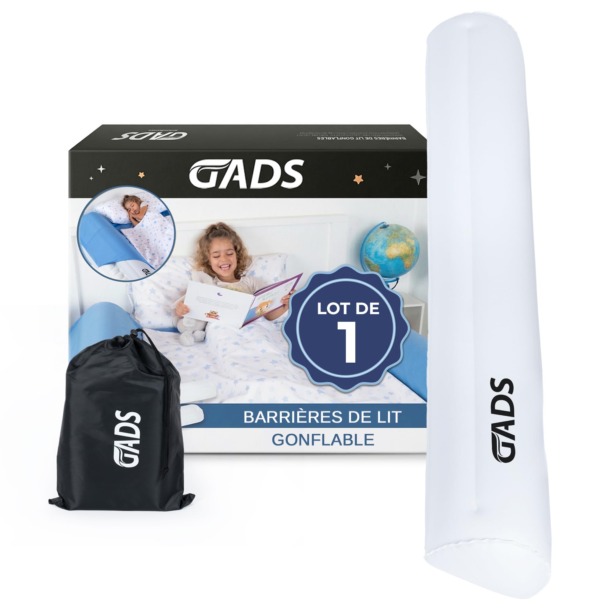 1-Pack de Barrières de Lit Gonflables pour Enfants en Bas Age - Barrières de Voyage Sécurisées - Barrière de Lit pour Enfants - Barrières Gonflables pour Lits Simples, Doubles, Queen et King Size