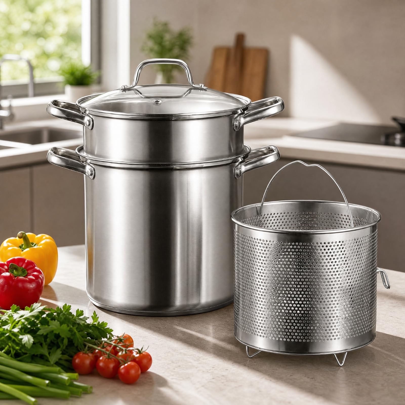 Amagogo Panier Chauffe Uniformément | Facile à Ntoyer, Panier Vapeur, Usteile, pr Cuisine, 28CM
