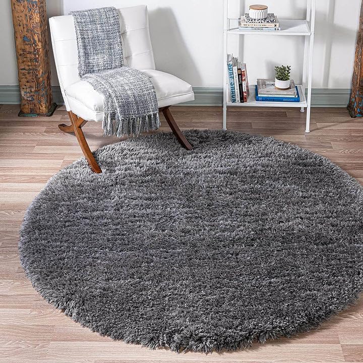 Image of Plush Shag Area Rug for Living Room, 244 cm x 305 cm, Brown (Grey, 4X4 FEET)