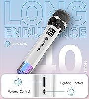 Vista 6 de Micrófonos inalámbricos, micrófono con conexión de chip uno a uno y luces LED, duración de 40 horas, recepción de rango de 200 pies, micrófono
