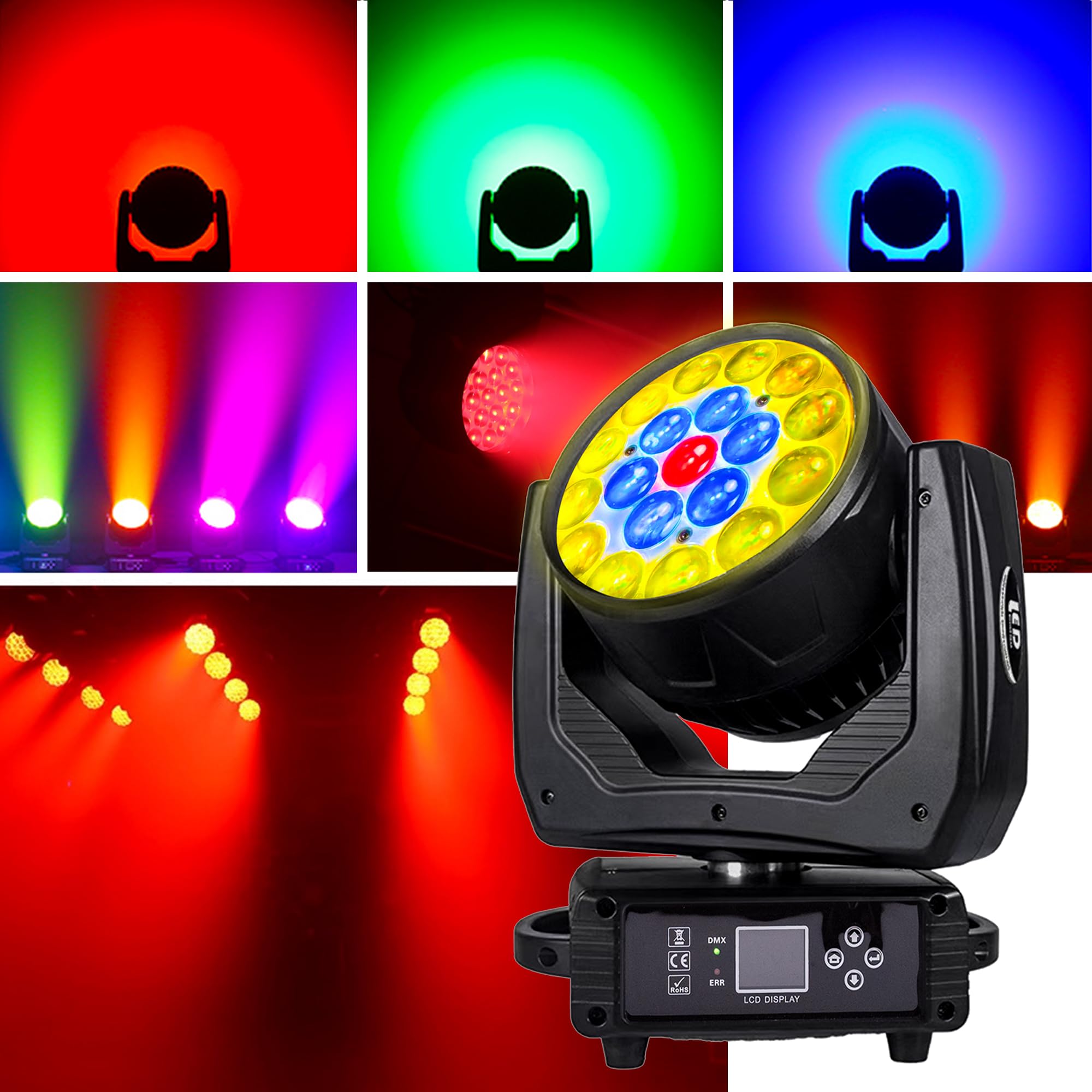 Amazon.co.jp: LED ムービングヘッド DJ ライト 19x15W RGBW 4in1