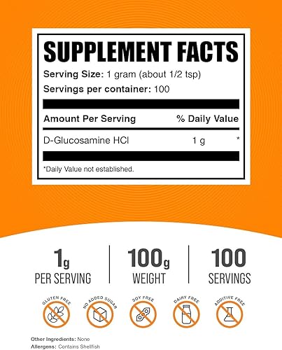 Miniatura 2 de BULKSUPPLEMENTS.COM Glucosamina HCl Polvo  Glucosamina 1000 mg, Suplemento de glucosamina, Glucosamina en polvo  Suplementos para articulaciones,