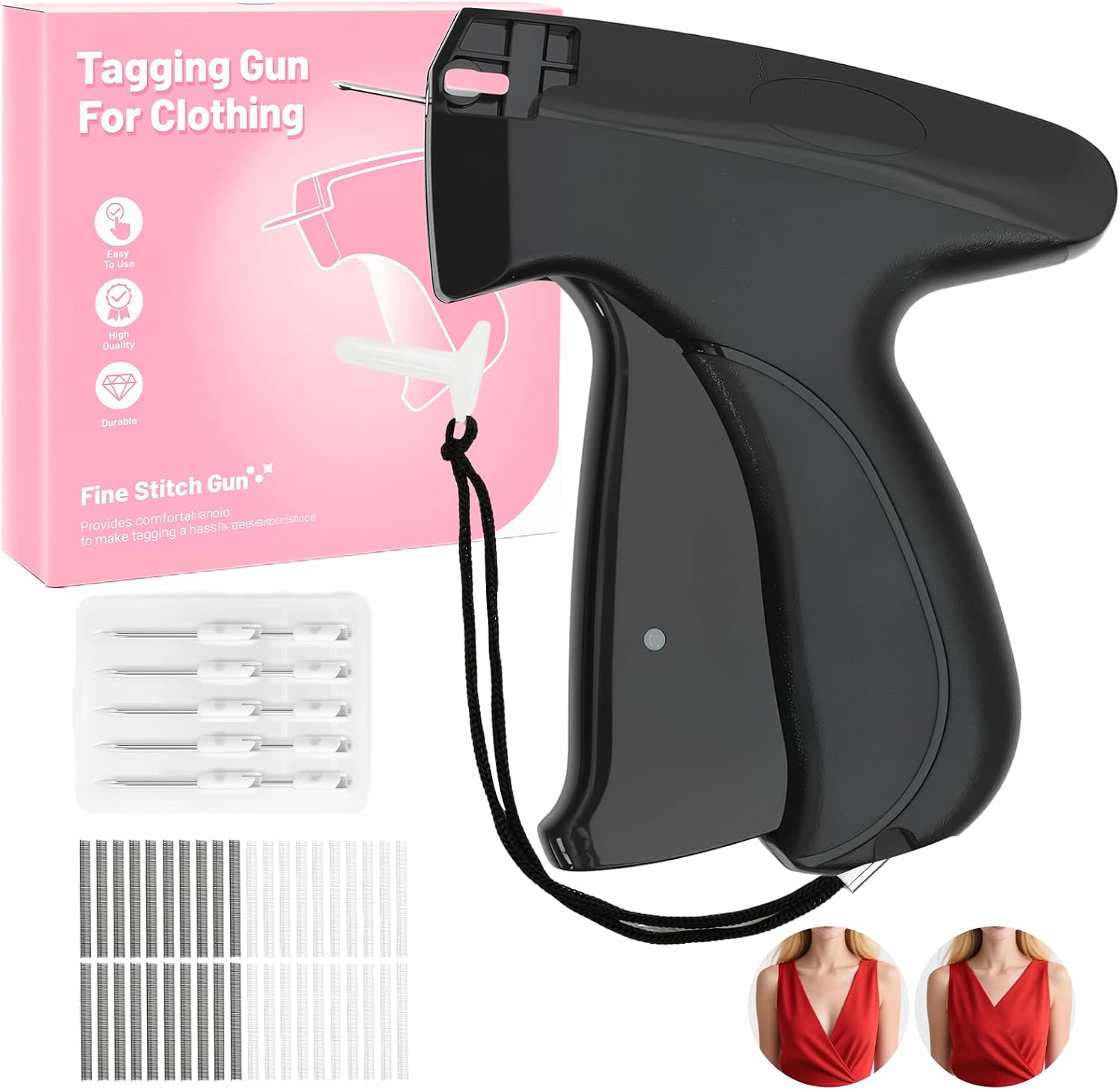Black Micro Sewing Gun Stitch Gun for Clothes -4000 Fasteners Mini Tagging Gun Sew Kit for Hemming Tool Pants Repairing Seams and More