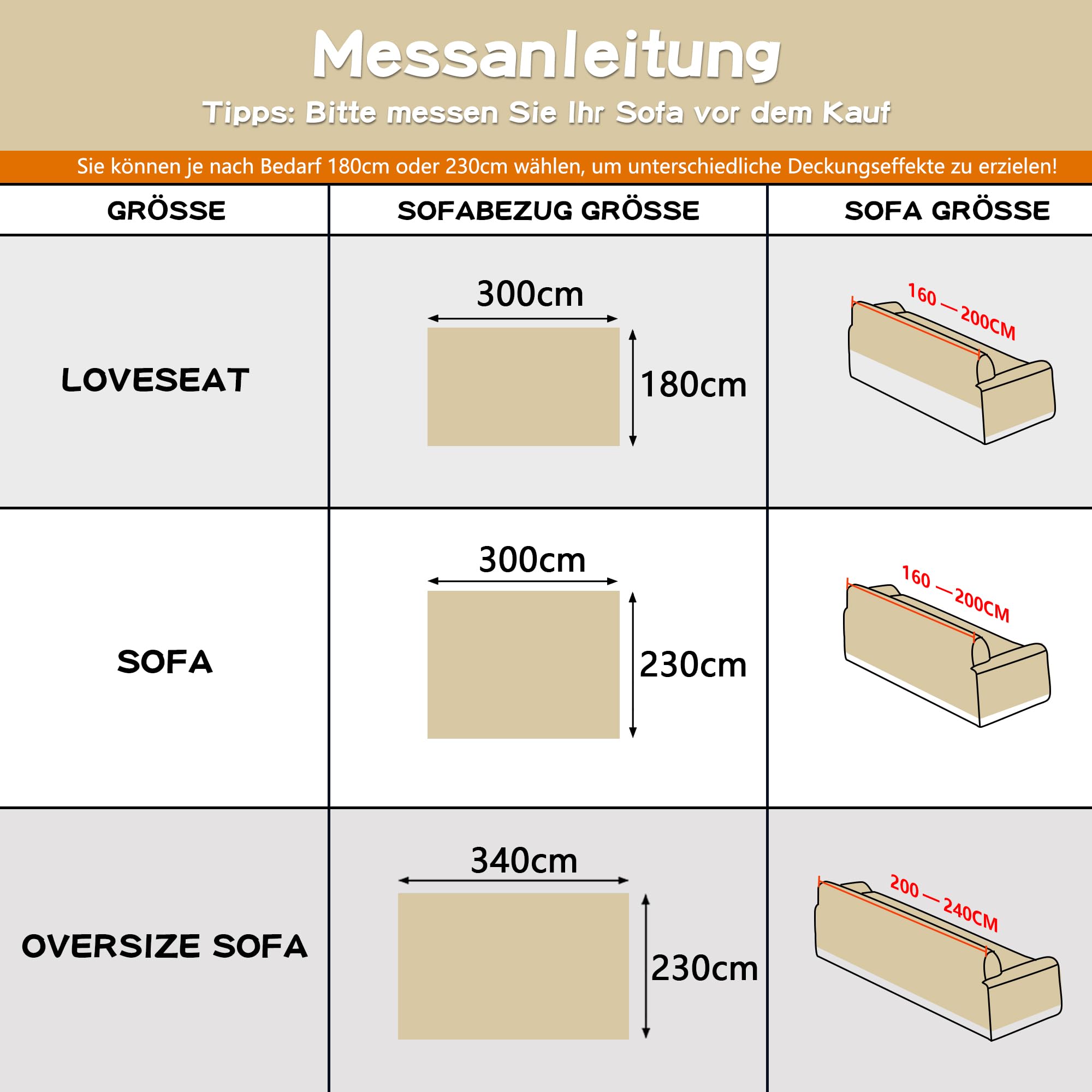 MYSKY HOME Sofa Couch Überzug Beige,Sofabezug 1/2/3/4 Sitzer, Sofaüberwurf, Sofa Überzug Kratzschutz für Sofa, Sofaschutz Katze, Couchschut, Sofaüberwürfe 180 * 300cm