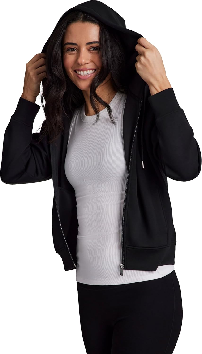 RBX Active Women's Luxe Athleisure Sweatshirt with Pockets, Transitional Lightweight Cropped Zip Up Hoodie Jacket