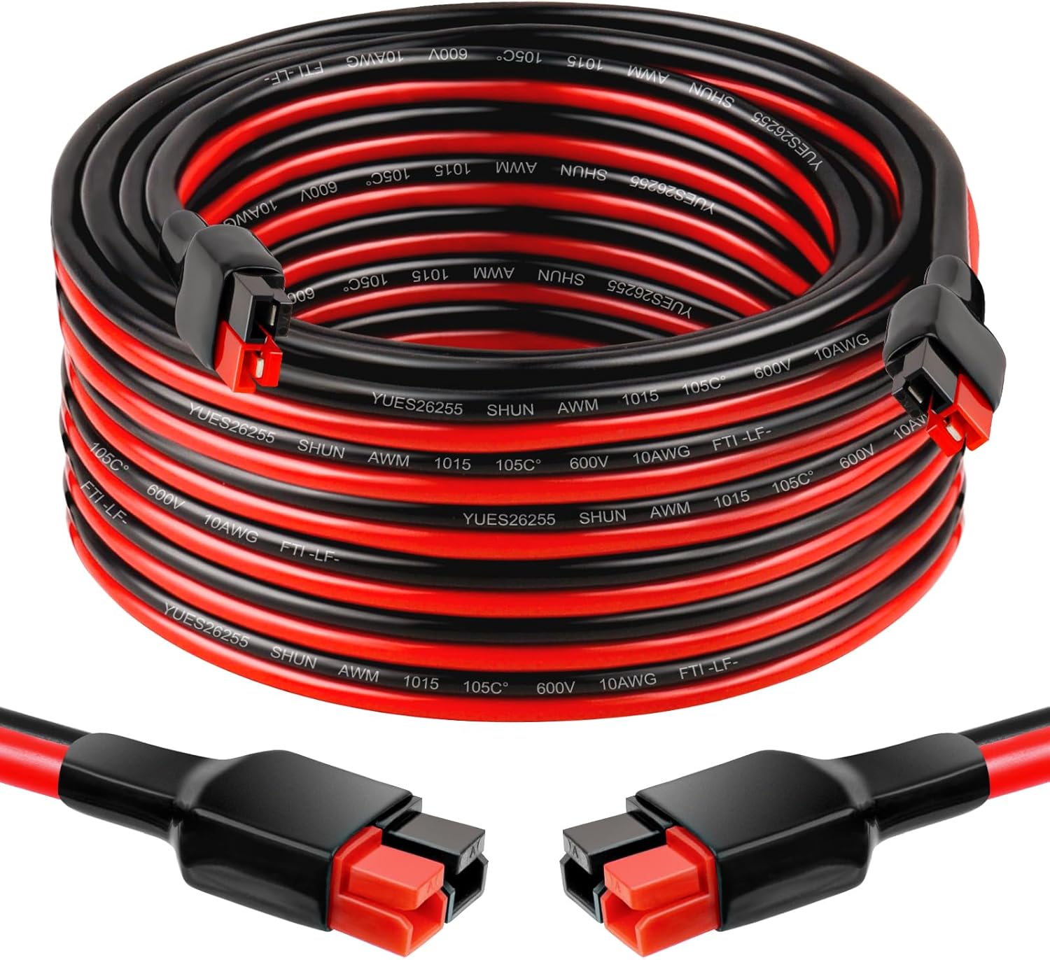 10AWG Anderson Extension Cable - 25FT Solar Extension Cable Anderson Connector for Portable Power Station Solar Panel Solar Generator