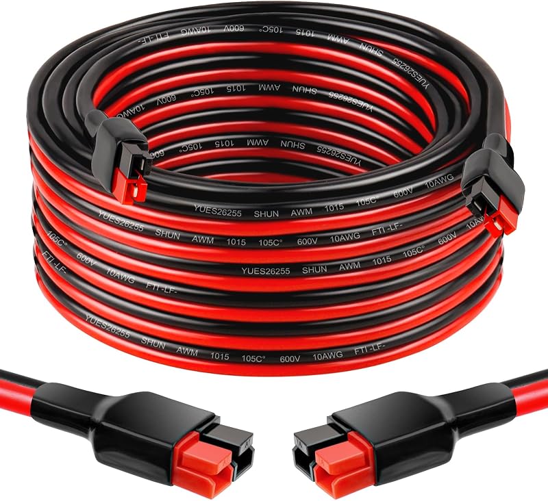 Cabo de Extensão Solar 10 AWG com Conector Anderson 30 A MOOKEERF, 7,62 m