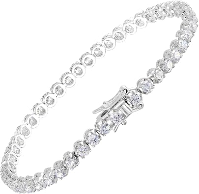 Kose 18K White Gold Plated Tennis Bracelet | 3MM Cubic Zirconia | Classic Bracelet for Women | Size 6/6.5/7/7.5 Inches