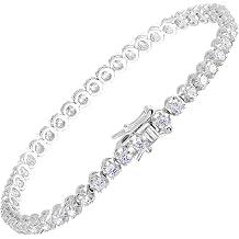 Kose 18K White Gold Plated Tennis Bracelet | 3MM Cubic Zirconia | Classic Bracelet for Women | Size 6/6.5/7/7.5 Inches