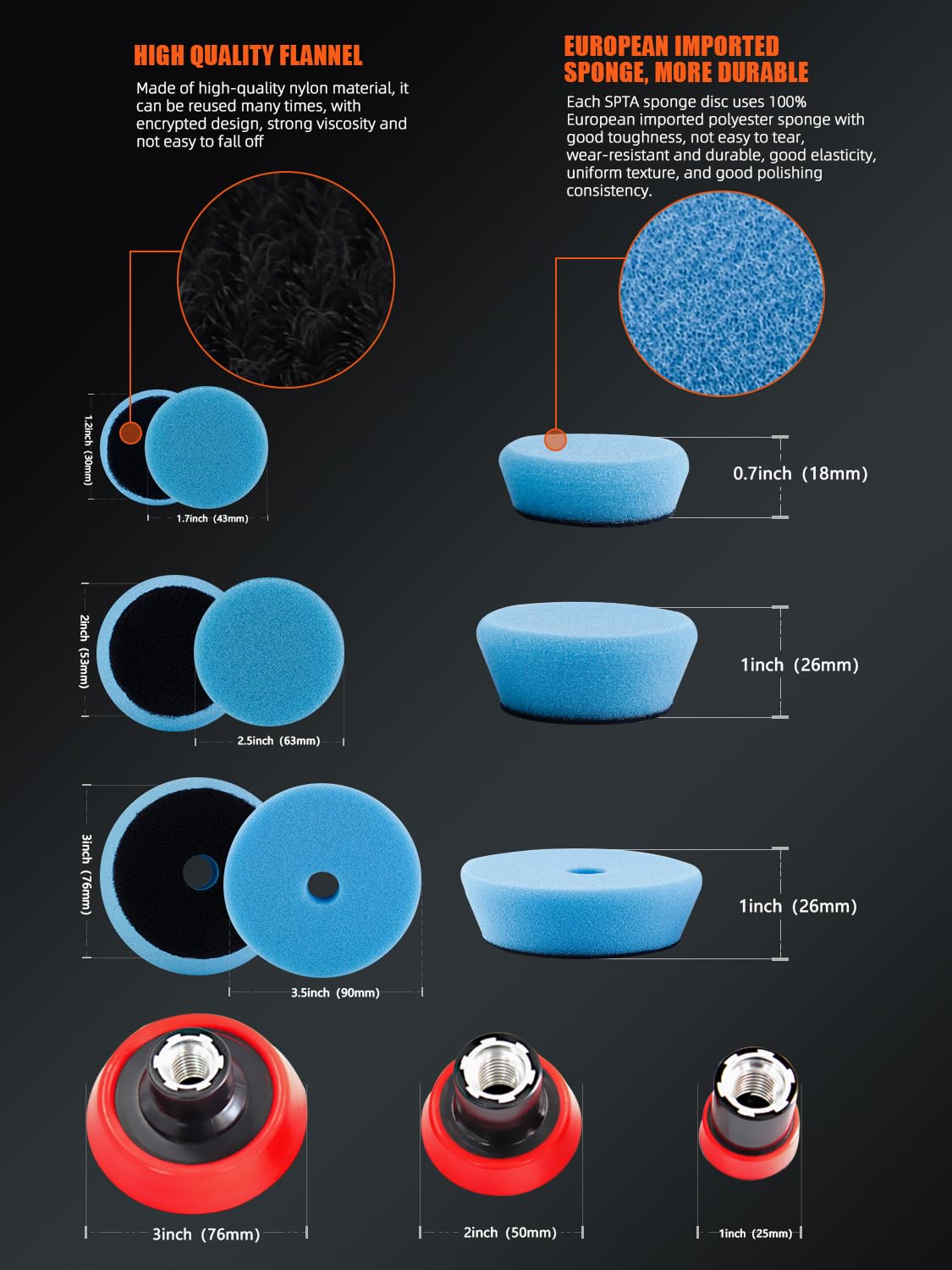 SPTA Mini tamponi per lucidatura, 25 mm, 50 mm, 80 mm, kit per lucidatura auto, tamponi per lucidatura auto, cera e tamponi per lucidare la vernice (32 pezzi) per mini lucidatrice -XBP123M58