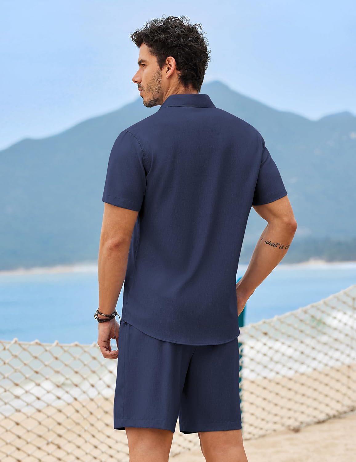 COOFANDY 2 Piece Set for Men Cruise Outfits Set Mens Summer Vacation Outfit Short Sleeve Button Down Shirts - Image 6