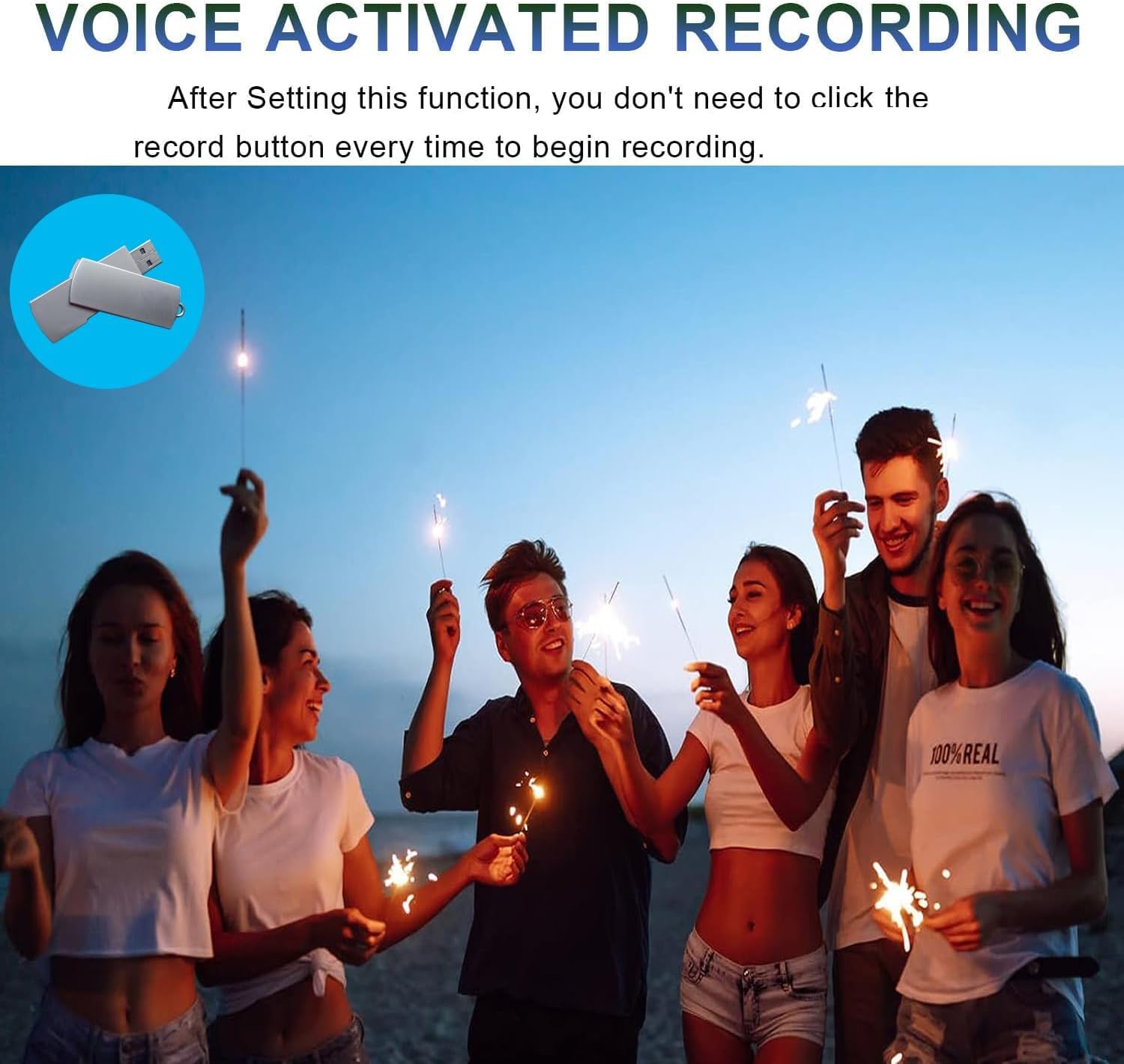 Enregistreur Vocal Clé USB 64G Mini Dictaphone avec Détecteur de Voix pour Conférence
